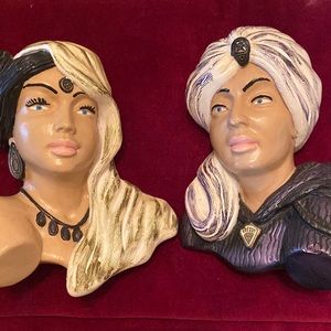 PRINCE & PRINCESS Vintage Chalkware Wall Art